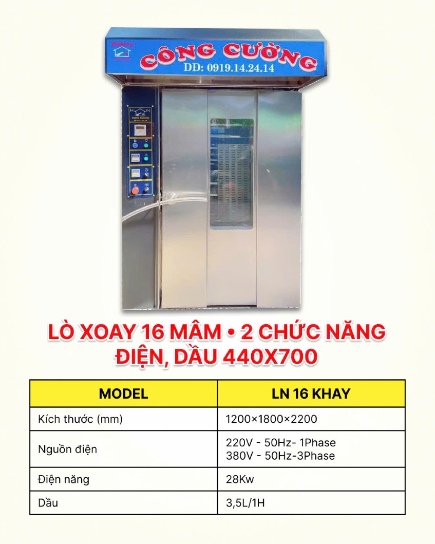 lò nướng bánh mì xoay 16 khay